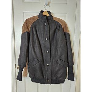 Russell Scott Womens XL Coat Womens  Black/Brown Wool Blend 90s USA Vintage